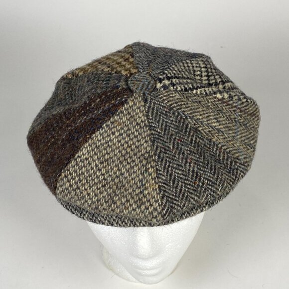 Harris Tweed Patchwork Wool Newsboy Cabbie Hat Cap Handwoven Made in Scotland - Picture 6 of 9